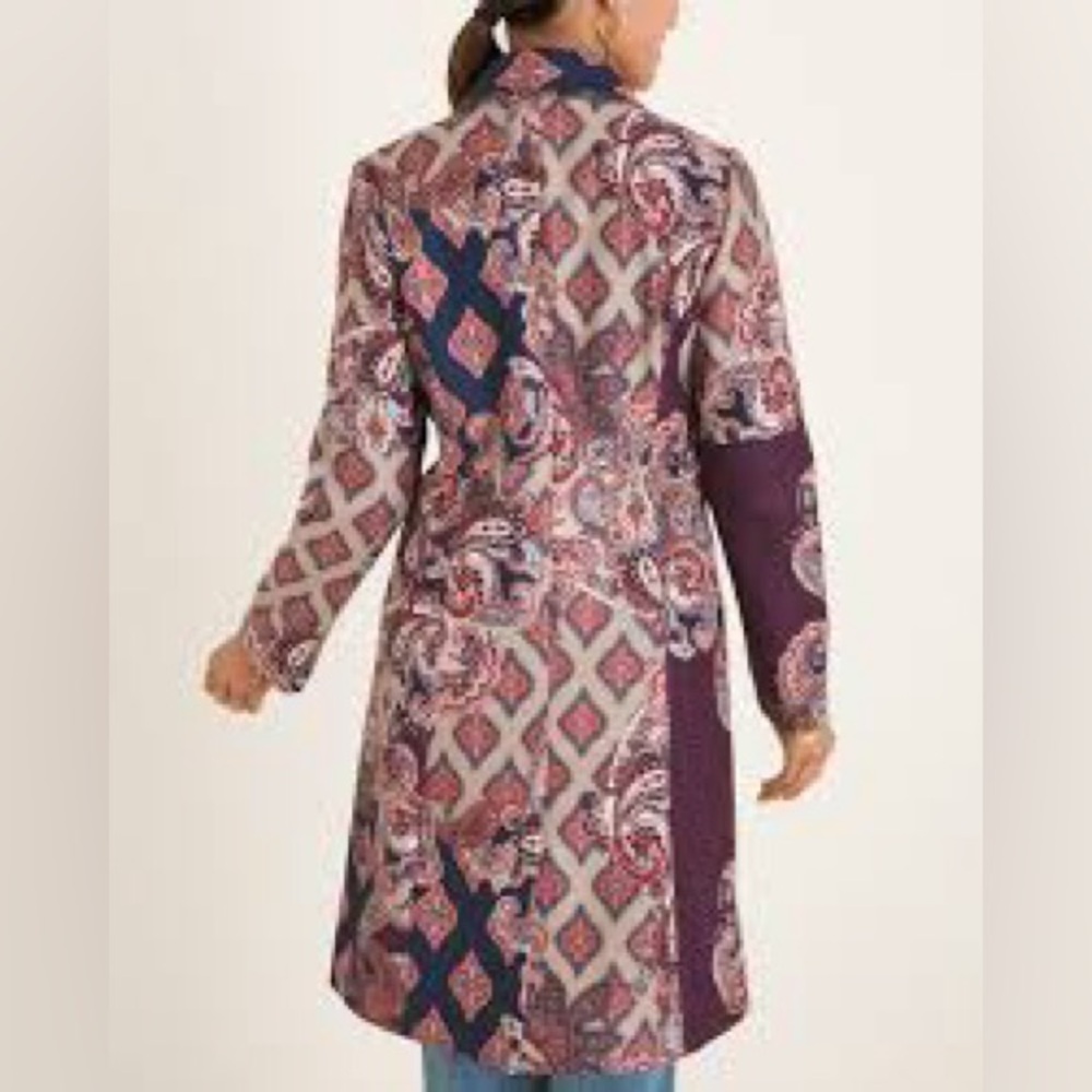 Chico’s Drama Coat Patched Print Outerwear Multicolored Size 2 ( 12/14US) - Picture 6 of 14